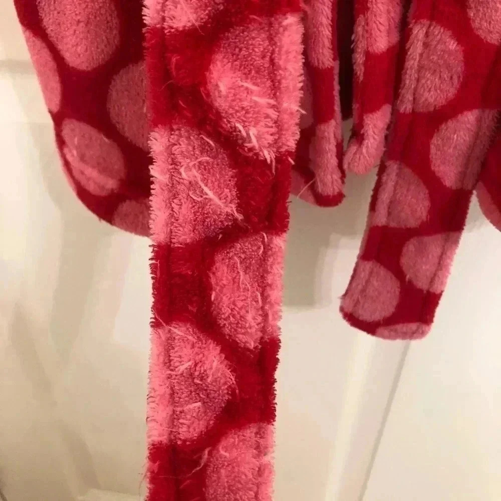 La Senza Fuzzy Pink Polka Dot Bathrobe Size S/MED - Picture 2 of 16